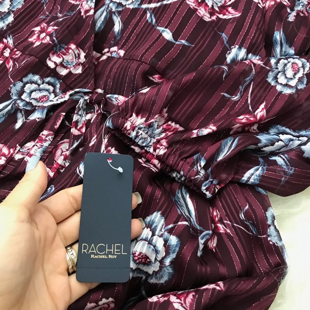 Rachel Rachel Roy Caron Metallic Floral Wrap Dress - Picture 4 of 7